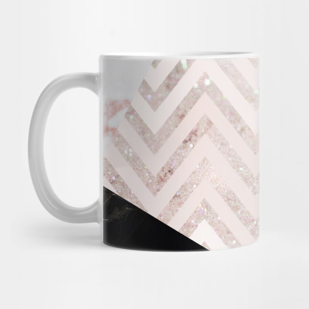 Pink Marble Black Chevron Color Block Geometric by Printable Pretty